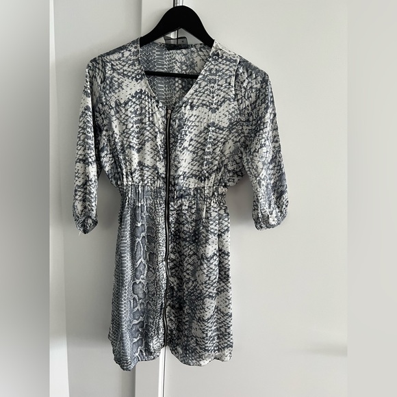 Satin Snake Print Zip-Up Dress - Picture 1 of 2